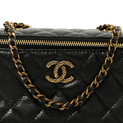 Chanel Grained Lambskin Quilted Small Vanity Case With Chain Black 9 of 11