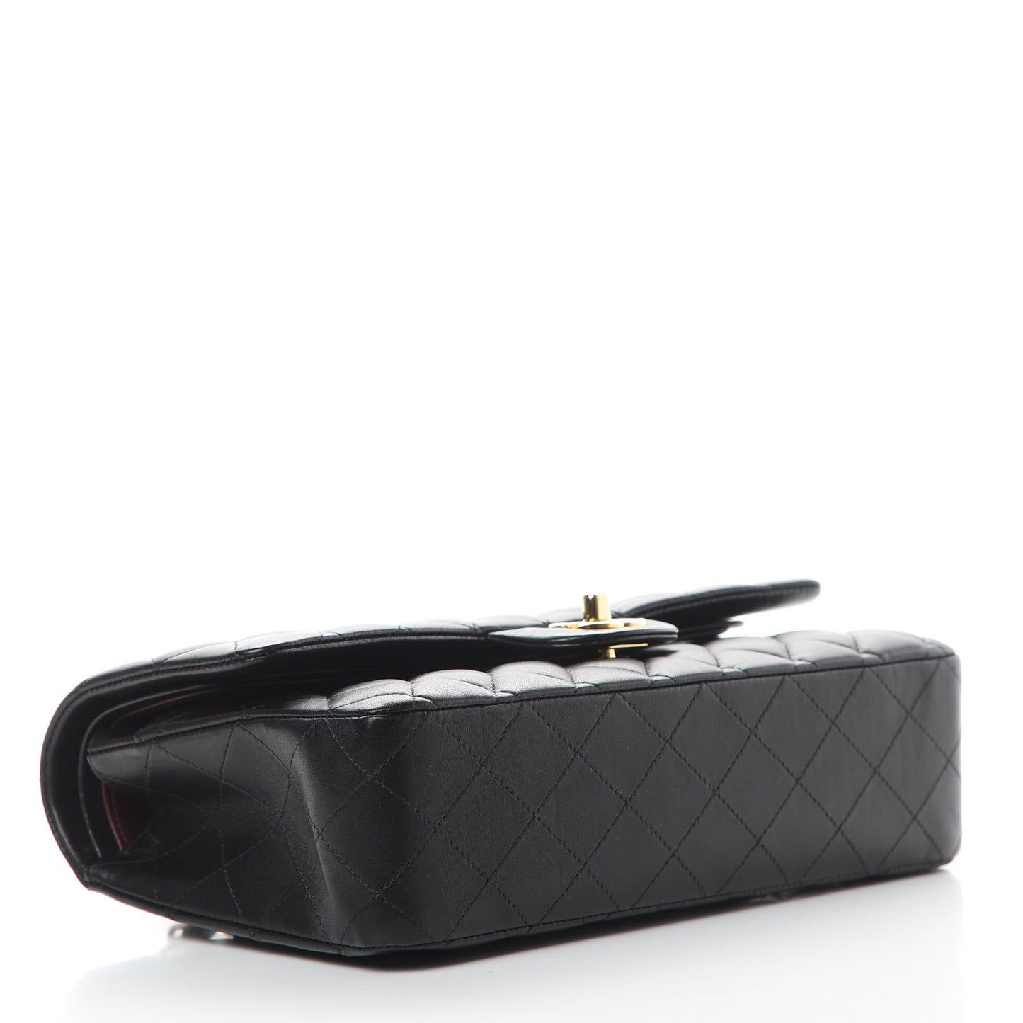 Lambskin Quilted Medium Double Flap Black