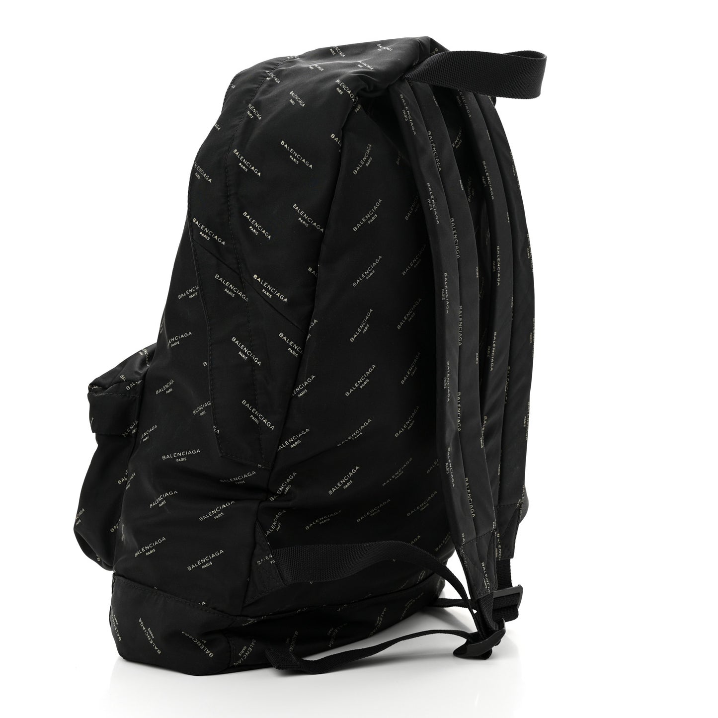 Twill Nylon Allover Logo Print Explorer Backpack Black Gold