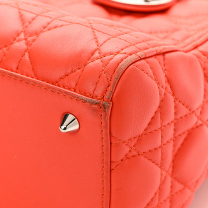 Christian Dior Lambskin Cannage Medium Lady Dior Coral 17 of 18