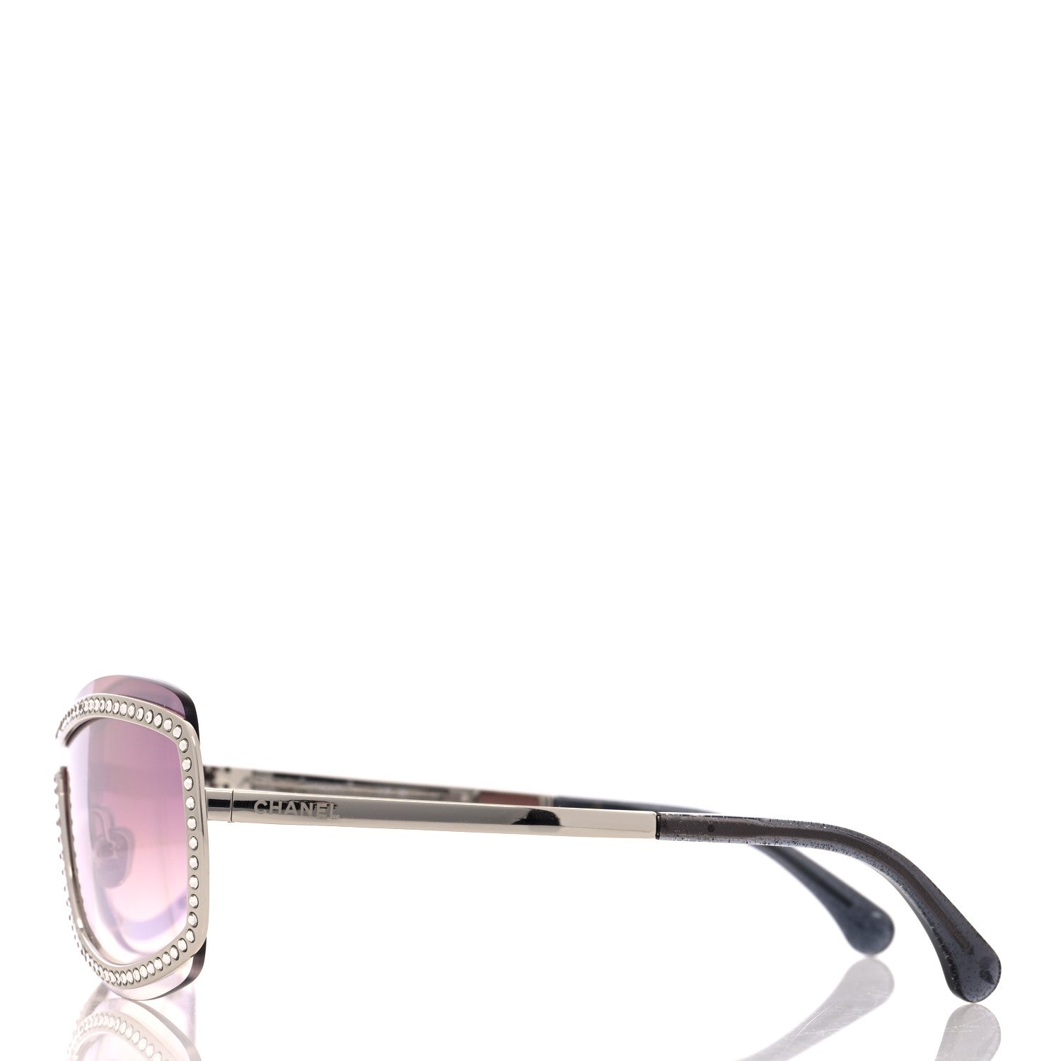 Chanel Nylon Crystal Mirrored CC Shield Sunglasses 9563-B Pink 3 of 7
