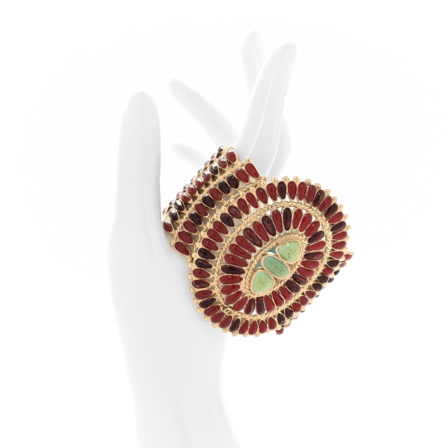 Resin Gripoix Pearl CC Cuff Maroon Multicolor