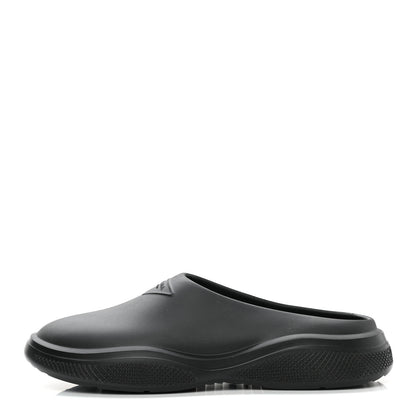 Prada Soft Mellow Rubber Triangle Logo Embossed Mens Mules 45 Black 1 of 7