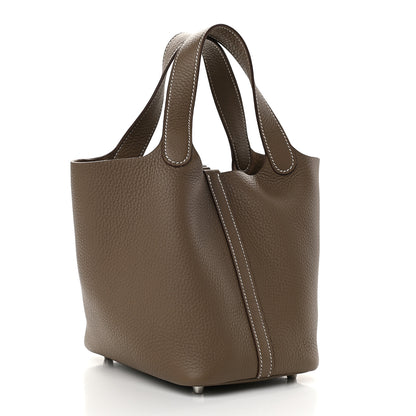Hermes Taurillon Clemence Picotin Lock 18 PM Etoupe 2 of 8