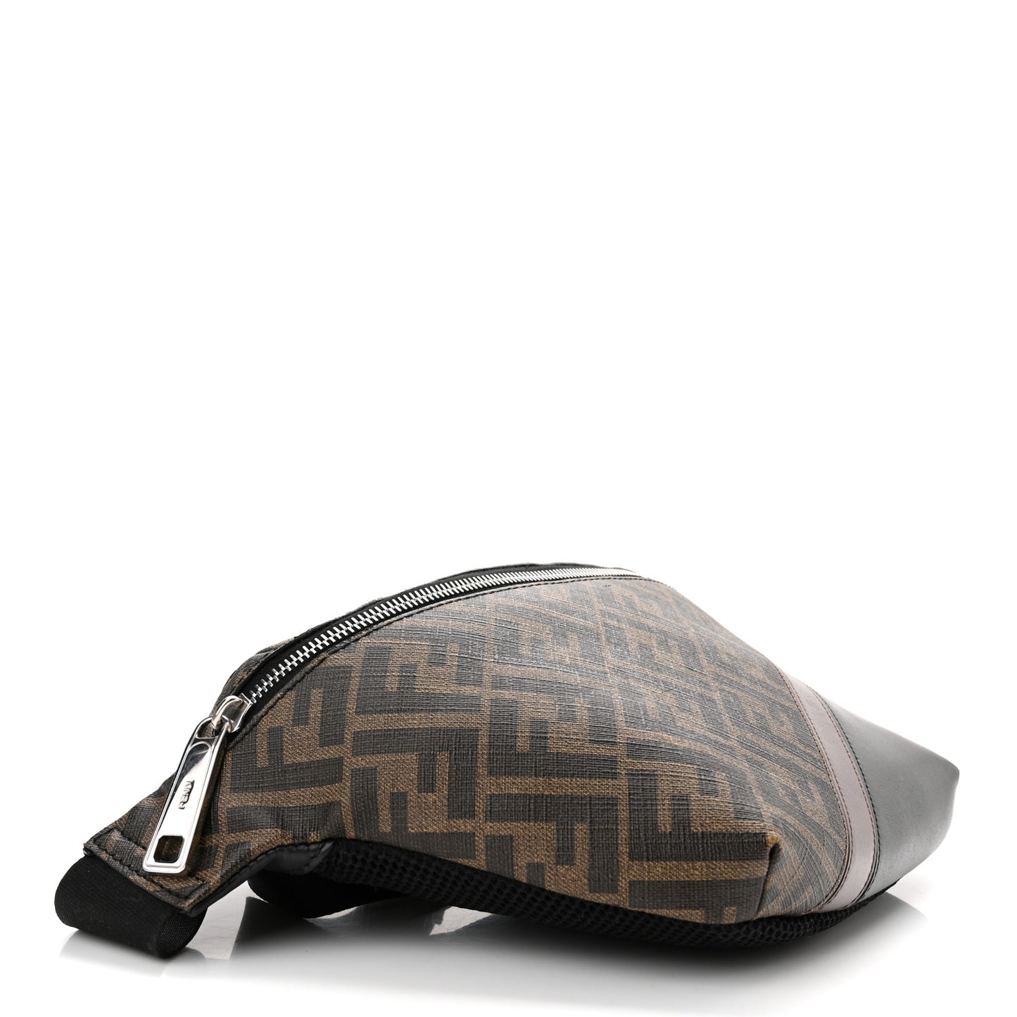 Glazed Fabric Vitello Liberty FF 1974 Diagonal Belt Bag Tobacco Moresco Black
