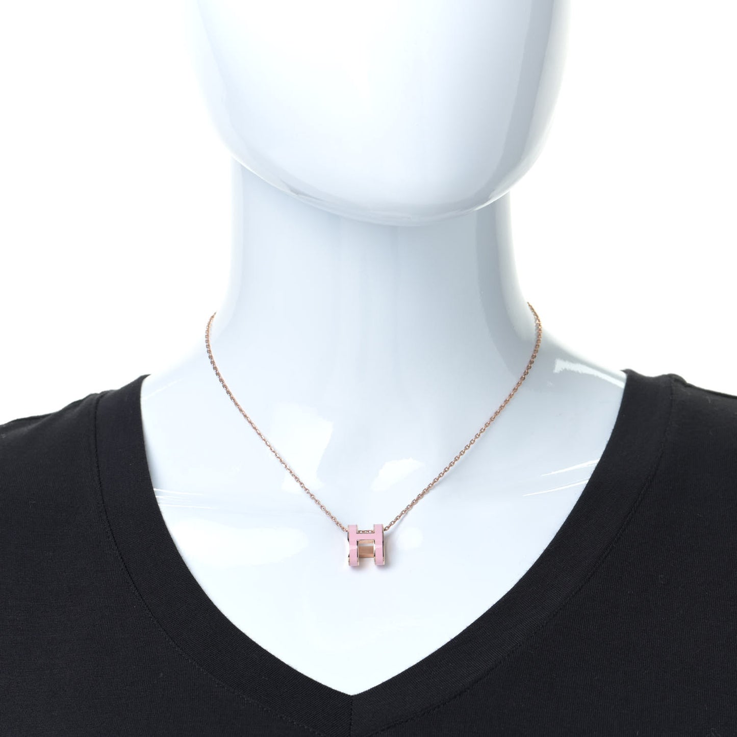 Lacquered Rose Gold Pop H Pendant Necklace Rose Dragee
