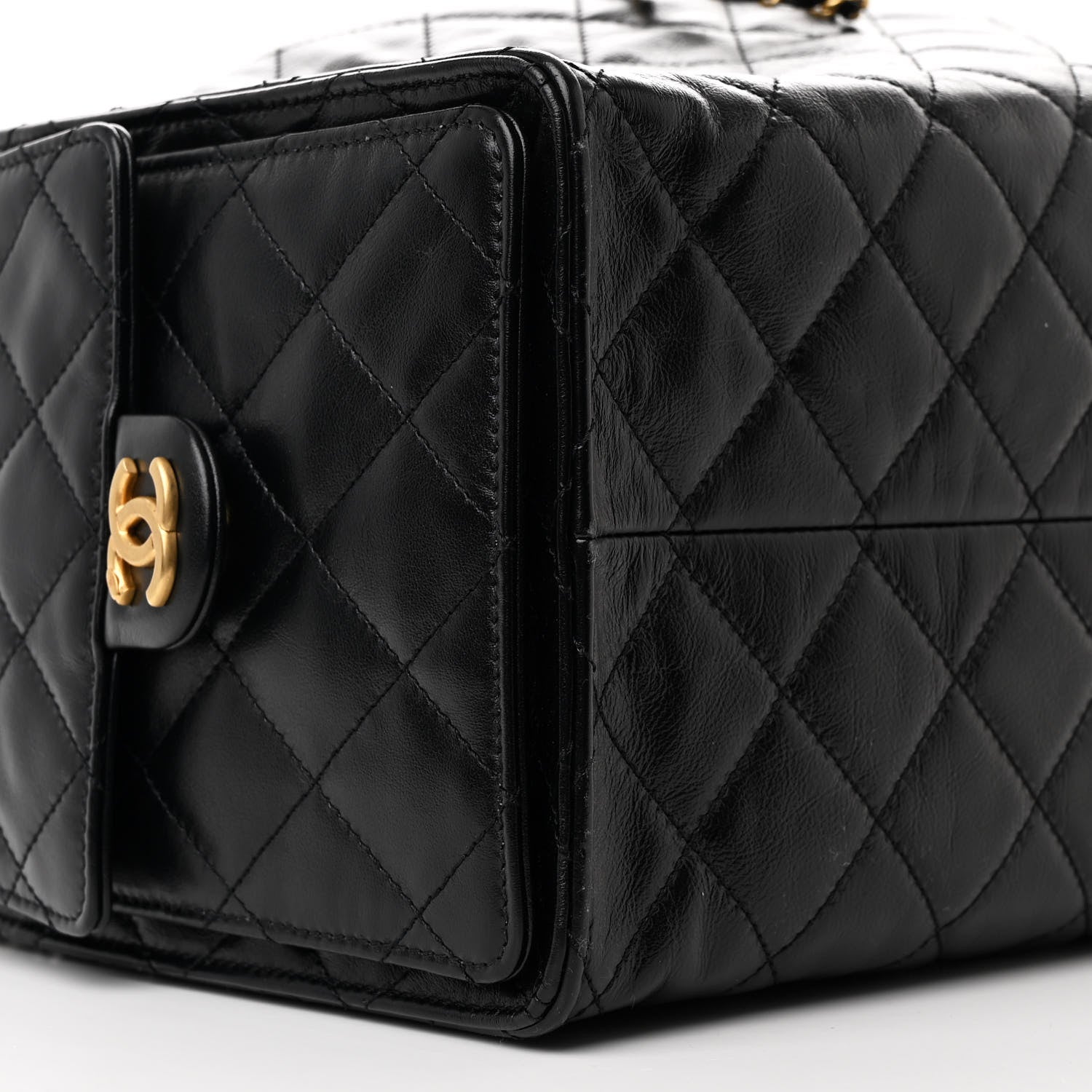 Chanel Shiny Crumpled Calfskin Quilted Medium Chanel 25 Handbag Black 9 of 10
