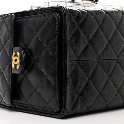 Chanel Shiny Crumpled Calfskin Quilted Medium Chanel 25 Handbag Black 9 of 10