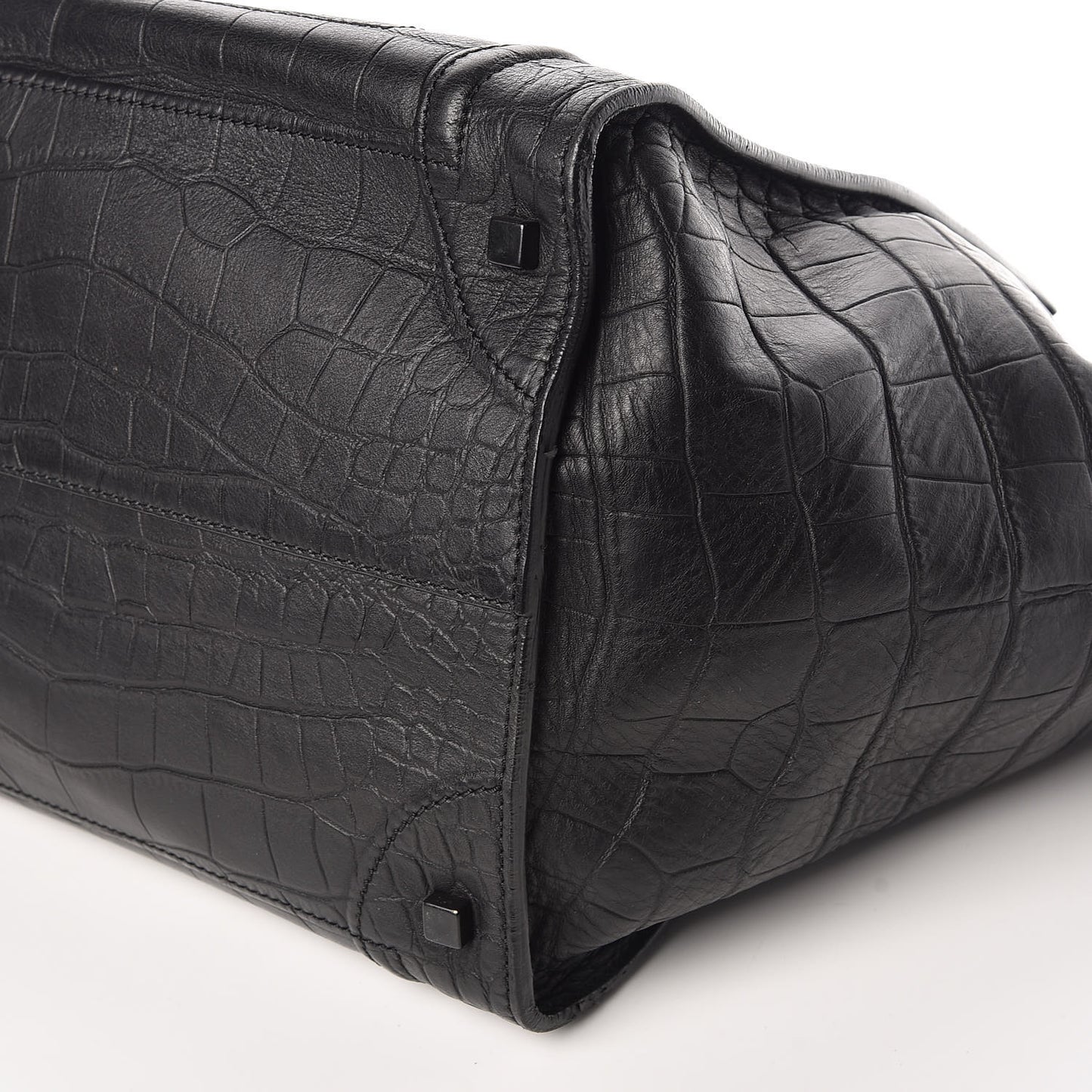 Crocodile Embossed Calfskin Medium Phantom Luggage Black