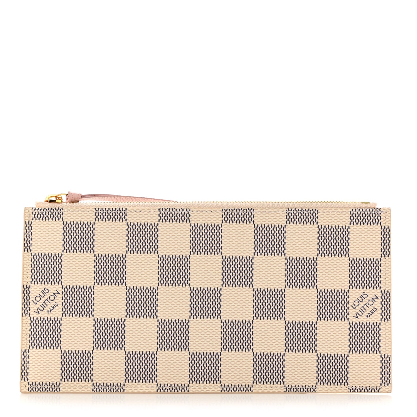Damier Azur Felicie Chain Wallet Zippered Insert Rose Ballerine