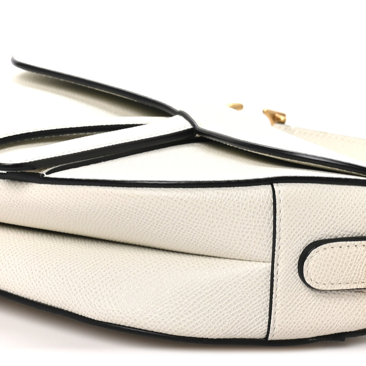 Grained Calfskin Saddle Bag White
