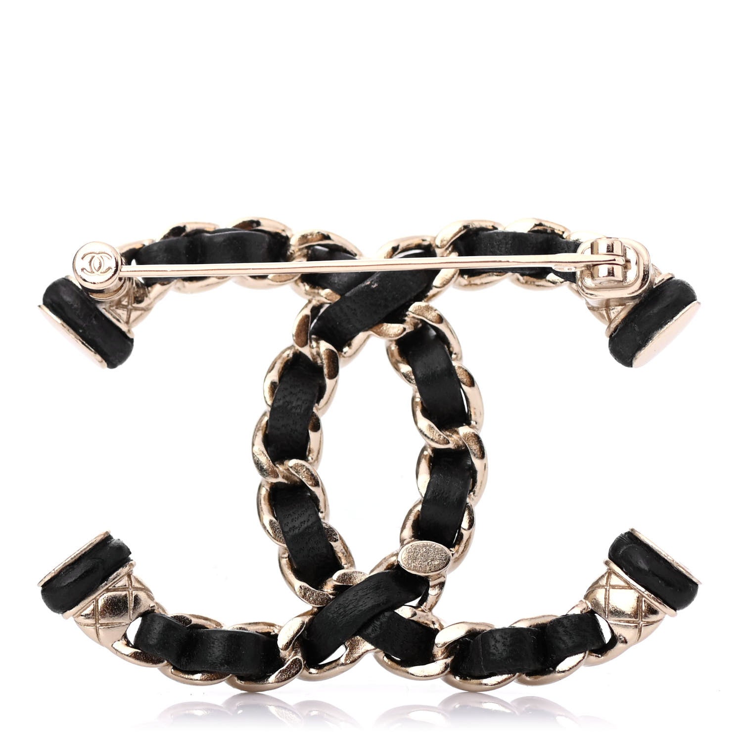 Chanel Lambskin Chain CC Brooch Black Gold 2 of 3