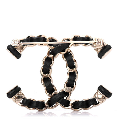Chanel Lambskin Chain CC Brooch Black Gold 2 of 3