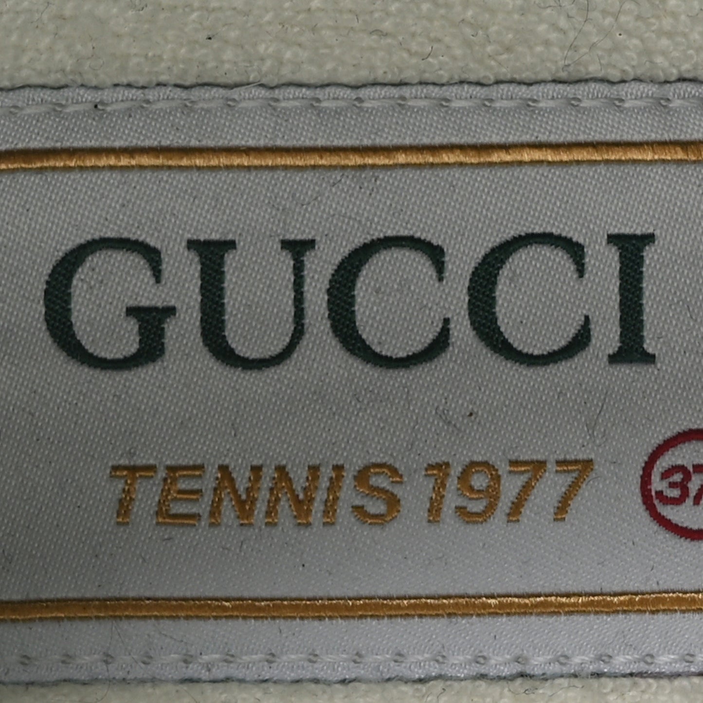 Canvas Lame Crystal GG Monogram Womens 1977 Tennis Sneakers 37.5 Gardenia Silver Mystic White