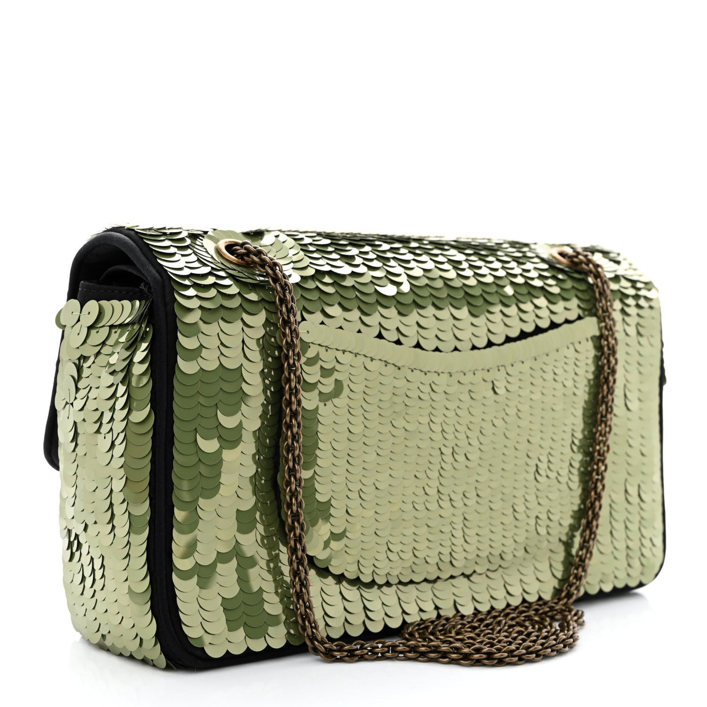 Satin Sequin Medium Paris Shanghai Double Flap Green