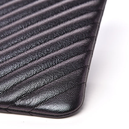 Chanel Iridescent Caviar Chevron Quilted Medium Cosmetic Case Black 10 of 11