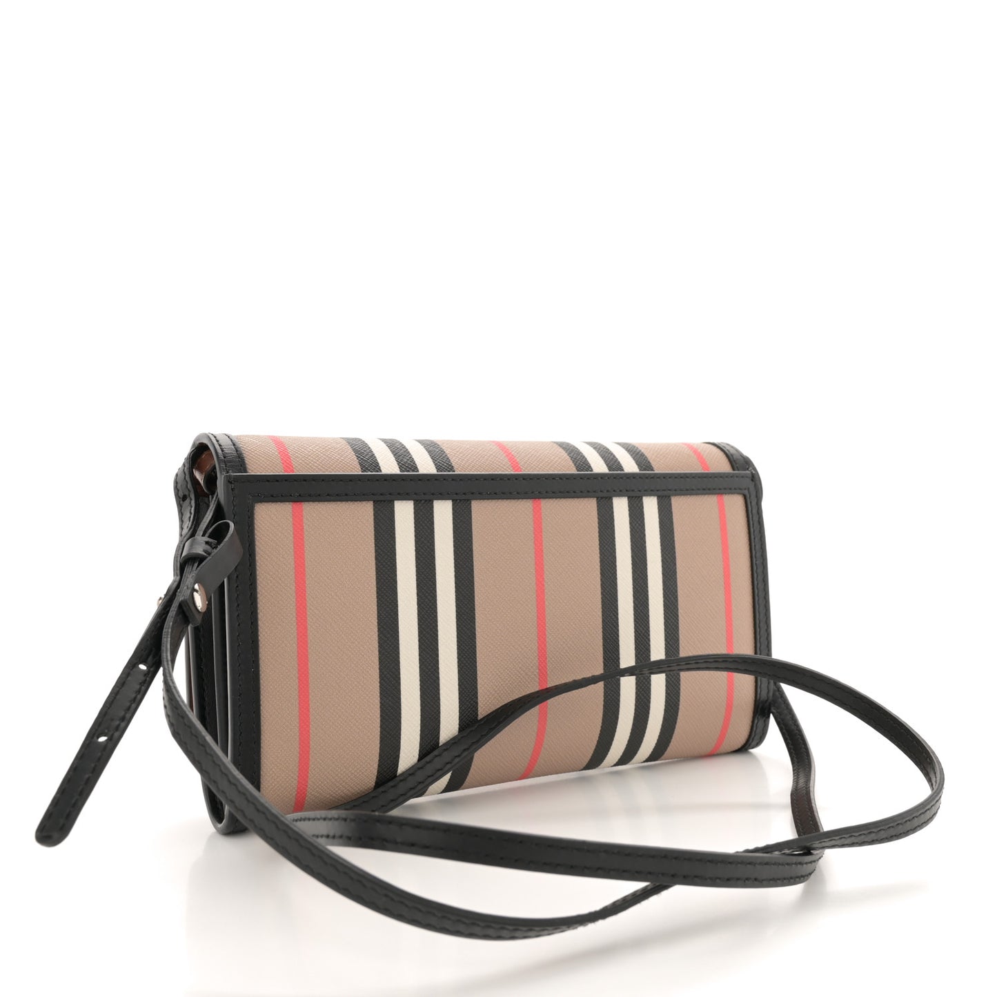 E-Canvas Icon Stripe Hannah Wallet With Detachable Strap Archive Beige Black