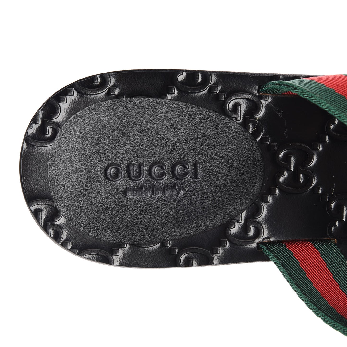 Nylon Guccissima Web Womens Thong Sandals 38 Green Red Black