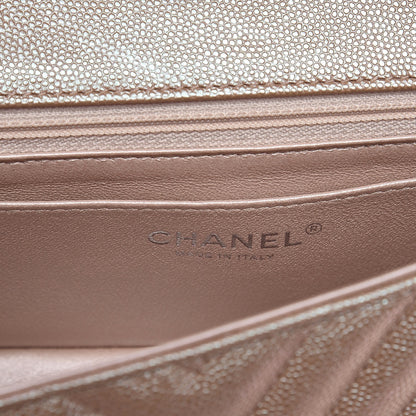 Chanel Iridescent Caviar Chevron Quilted Mini Rectangular Flap Light Gold 6 of 8