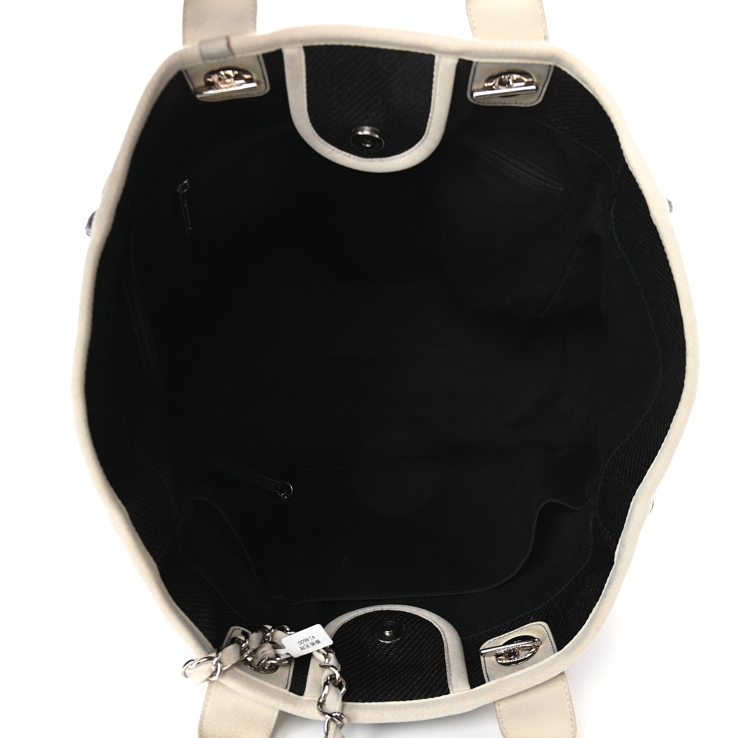 Chanel Canvas Medium Deauville Tote Black White 5 of 9
