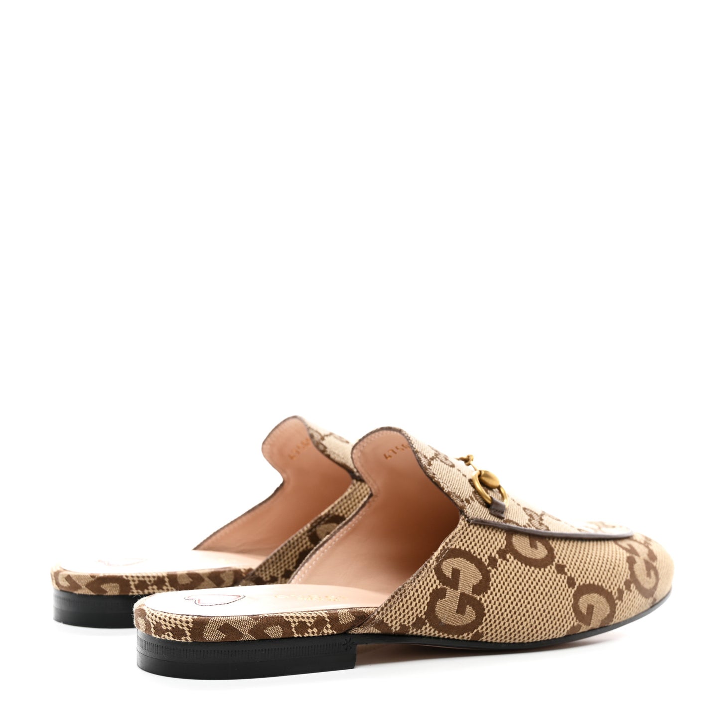 Monogram Jumbo GG Malaga Kid Womens Princetown Slippers 39 Camel Ebony New Acero Beige