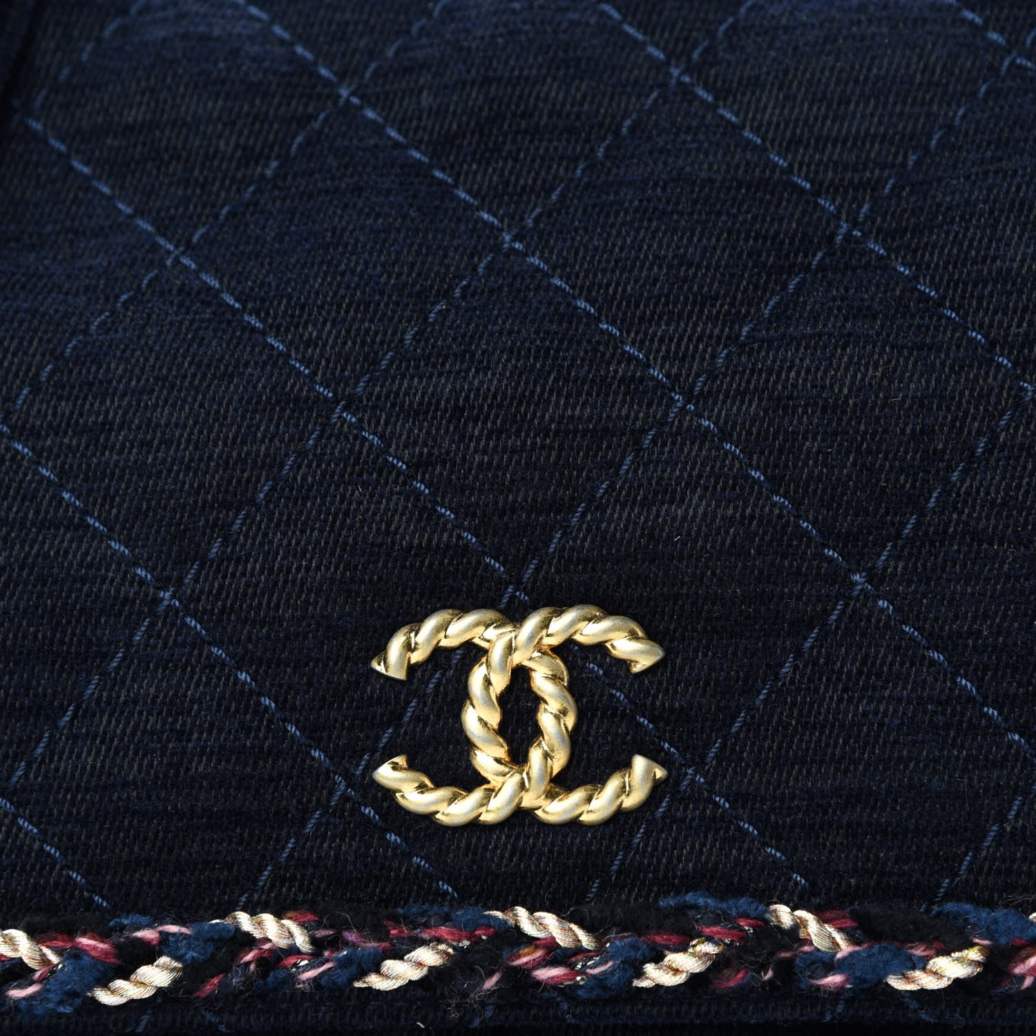 Chanel Wool Velvet Quilted Parisian Stroll Messenger Navy 10 of 10