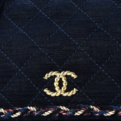 Chanel Wool Velvet Quilted Parisian Stroll Messenger Navy 10 of 10