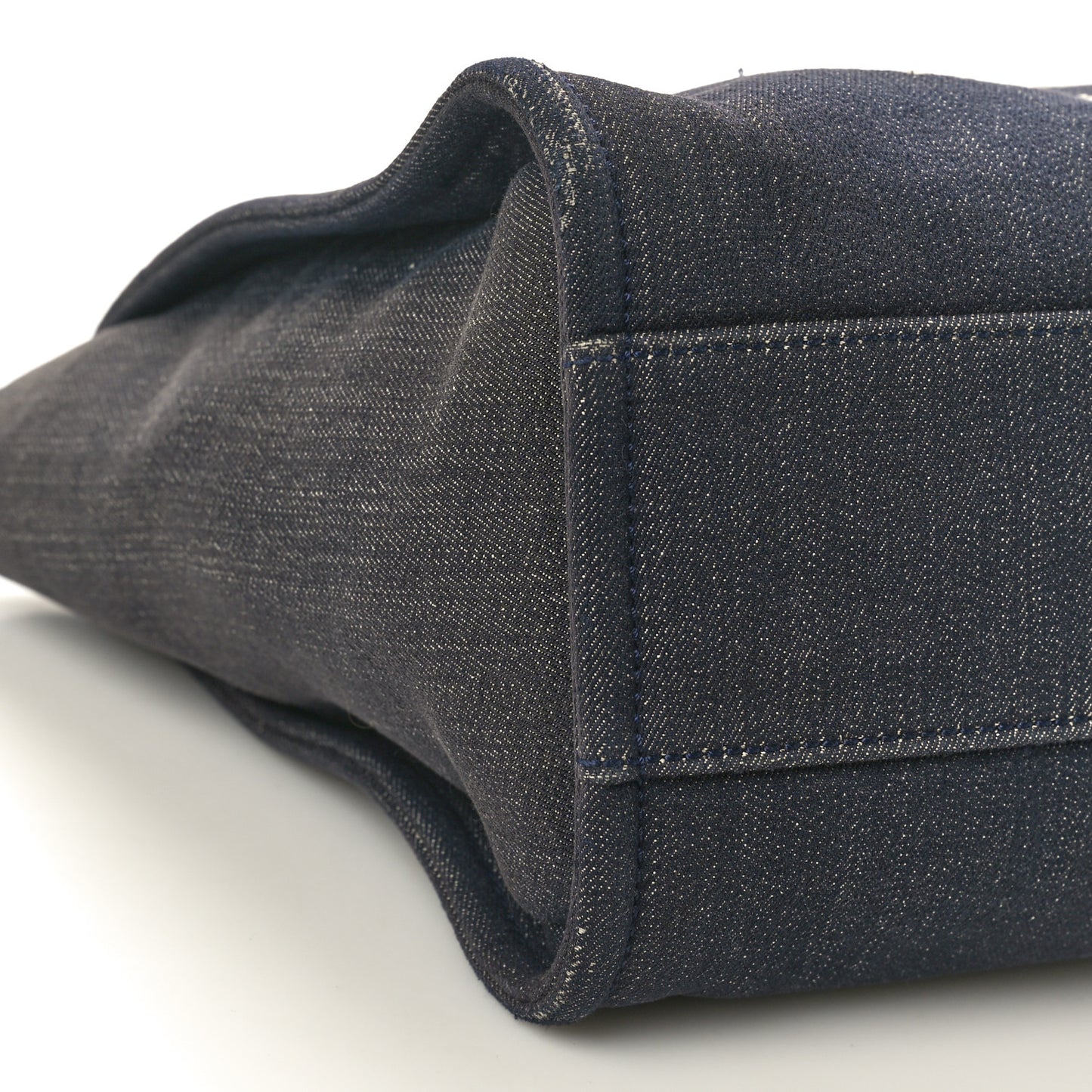 Lurex Canvas Small Deauville Tote Navy Blue Gold