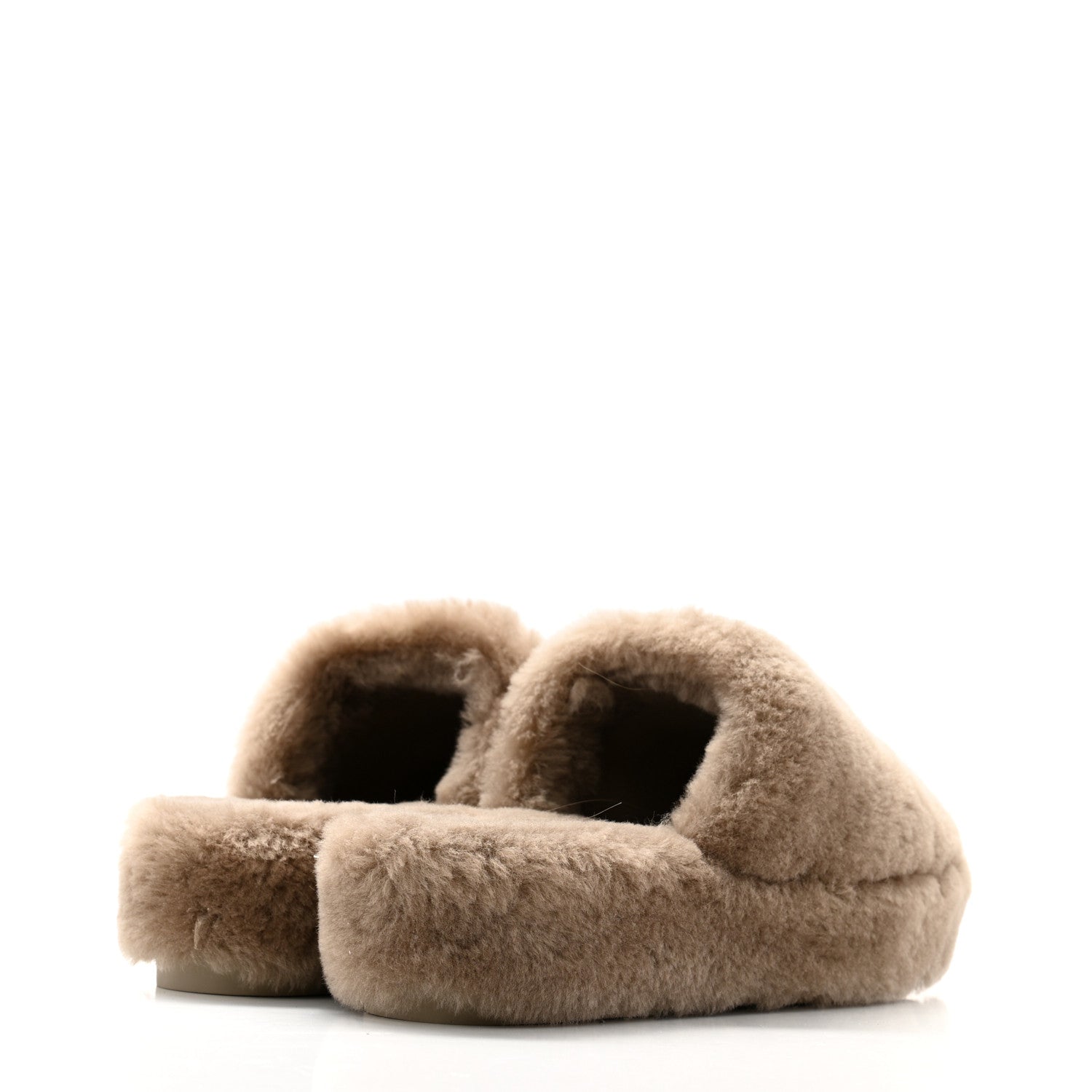 Chanel Shearling Lambskin CC Flat Mules 36 Beige 5 of 16