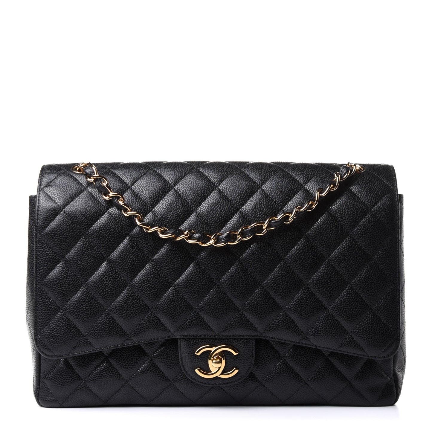 Caviar Quilted Maxi Double Flap Black