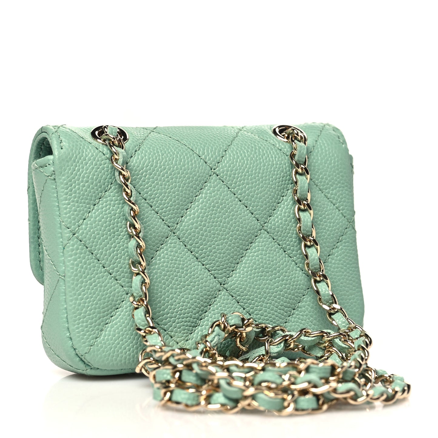 Caviar Quilted Mini Chain Belt Bag Light Green