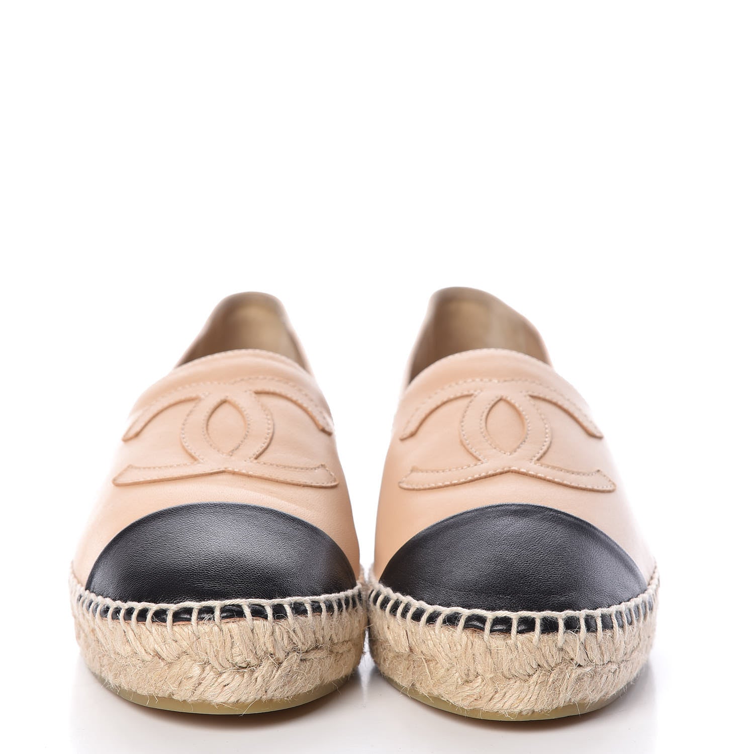 Chanel Lambskin CC Espadrilles 38 Beige Black 2 of 10