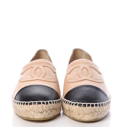 Chanel Lambskin CC Espadrilles 38 Beige Black 2 of 10