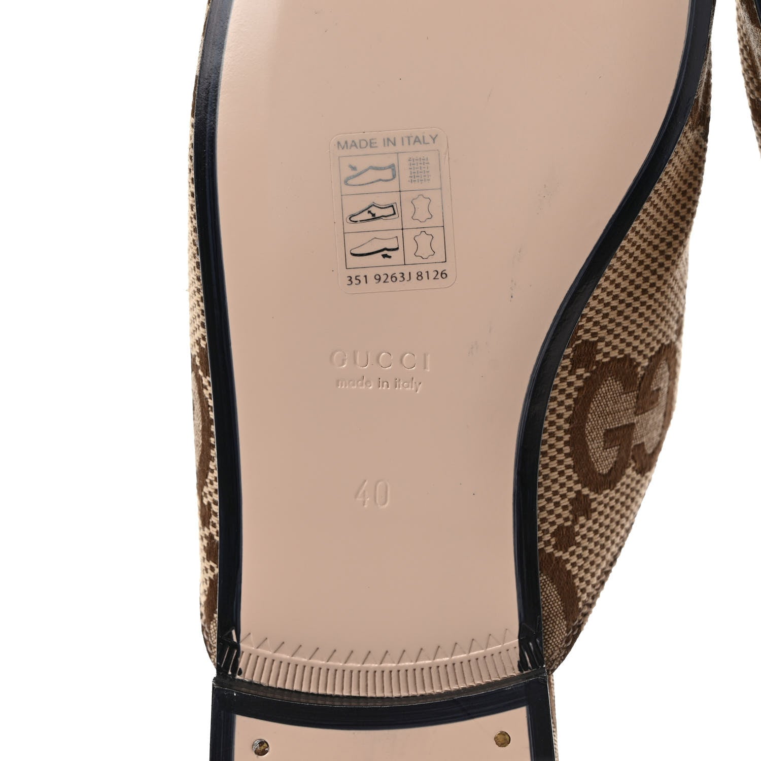 Gucci Monogram Jumbo GG Malaga Kid Womens Princetown Slippers 40 Camel Ebony New Acero Beige 6 of 8