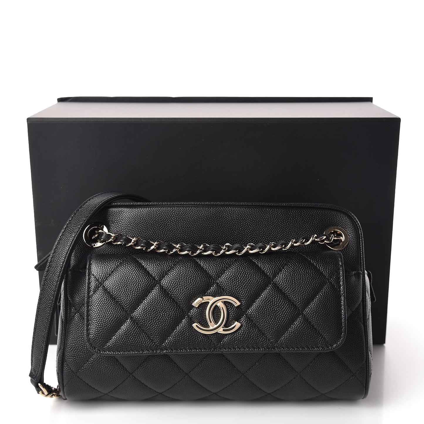 Caviar Quilted Small In & Out Camera Case Black