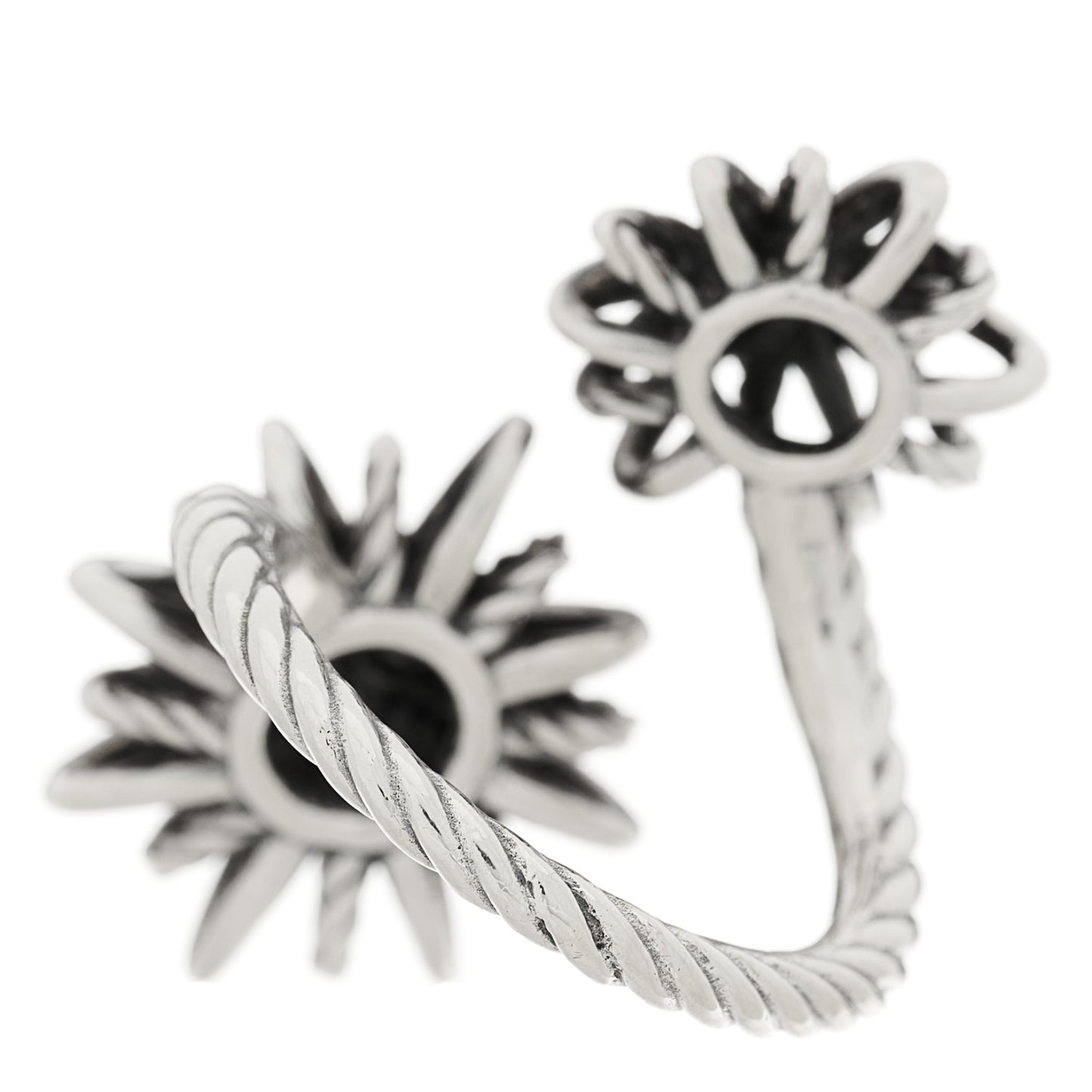 Sterling Silver Diamond 28mm Open Starburst Ring 49 5