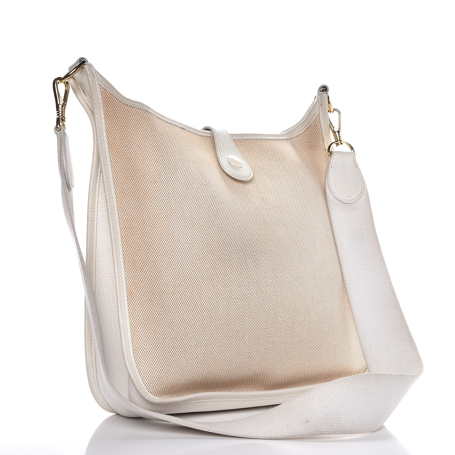 Hermes Toile Taurillon Clemence Evelyne PM Blanc White 3 of 11