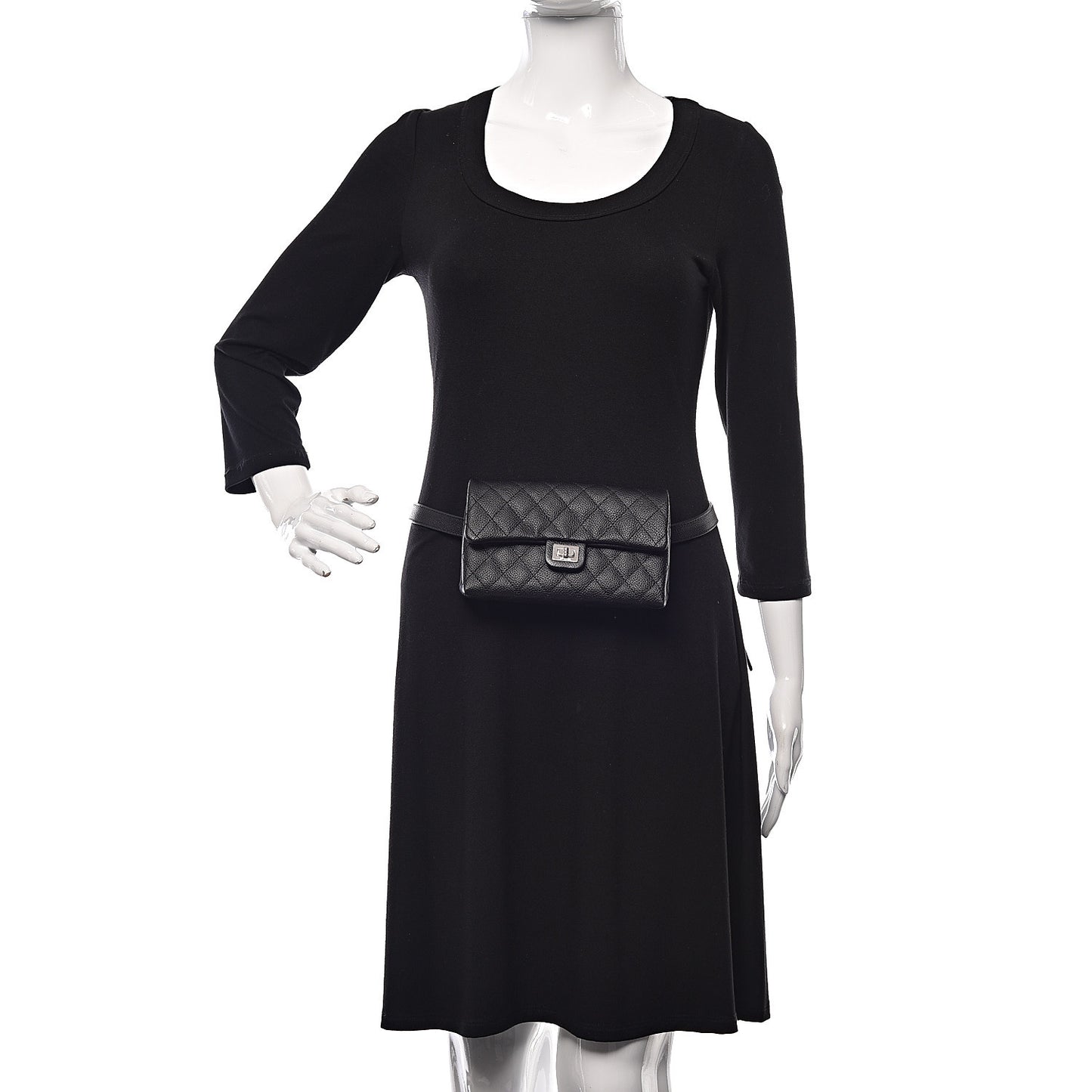 Grained Calfskin Quilted 2.55 Reissue Flap Belt Bag Clutch Black
