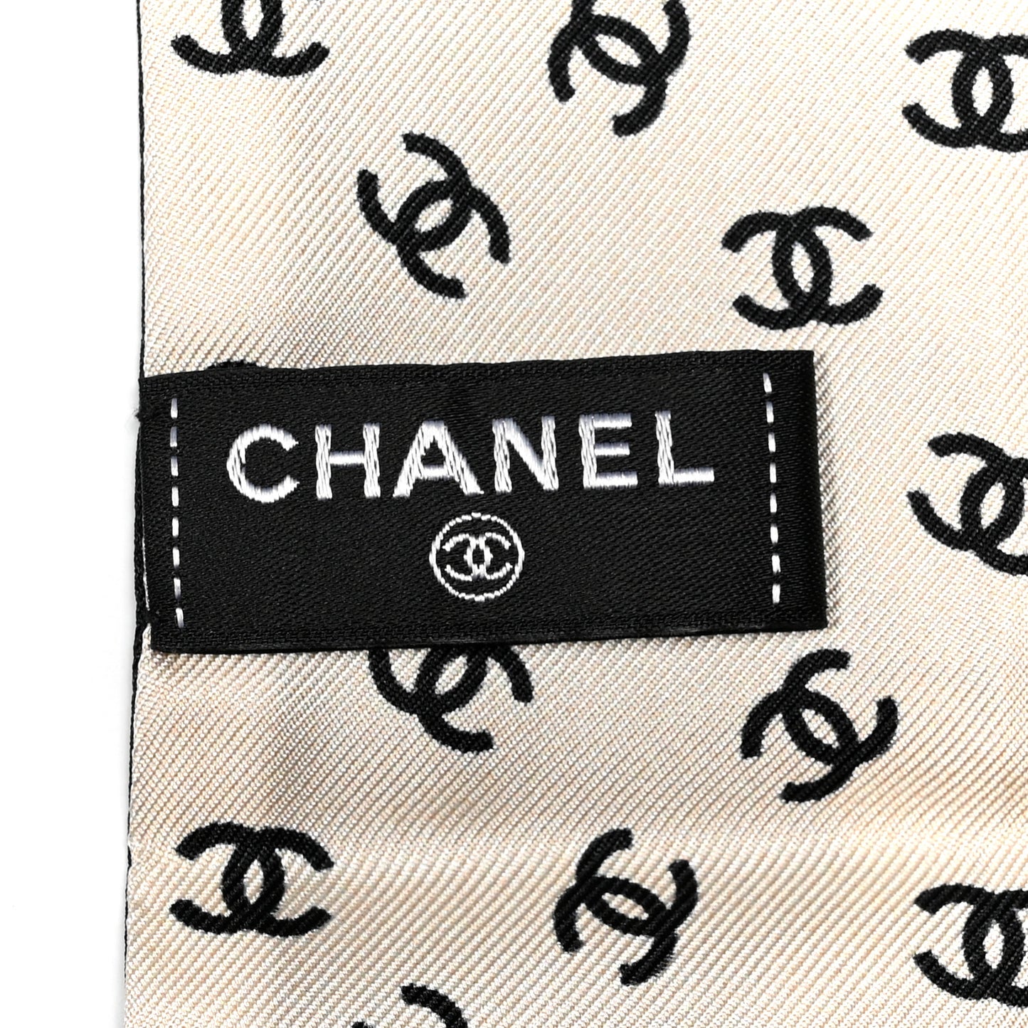 Silk Pearl CC Chain Slim Bandeau Scarf Dark Grey Blue Ecru