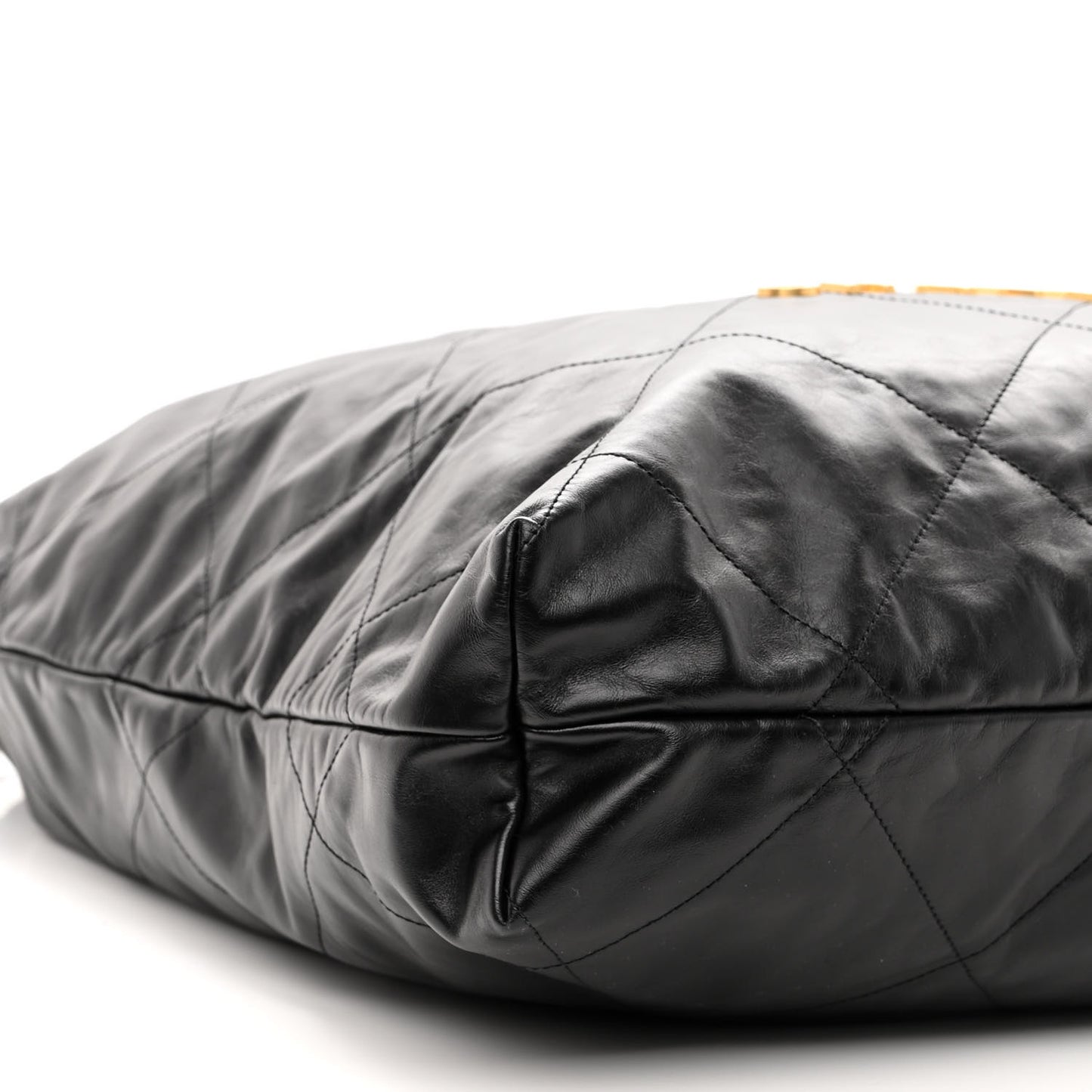 Shiny Calfskin Quilted Large Chanel 22 Black
