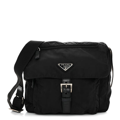 Prada Tessuto Nylon Saffiano Small Vela Messenger Black 1 of 12