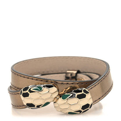 Bulgari Metallic Calfskin Serpenti Forever Double Coil Bracelet S Antique Bronze 1 of 6