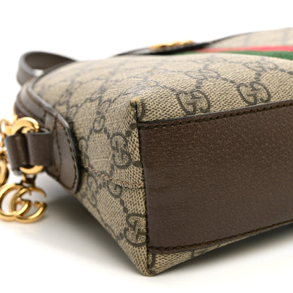Gucci GG Supreme Monogram Textured Dollar Calfskin Web Small Ophidia Dome Shoulder Bag Beige Ebony New Acero 9 of 12