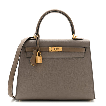 Hermes Togo Horseshoe Kelly Sellier 25 Gris Asphalte Etoupe 1 of 11
