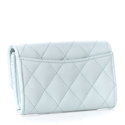 Chanel Caviar Quilted Flap Card Holder Wallet Light Blue 3 of 9