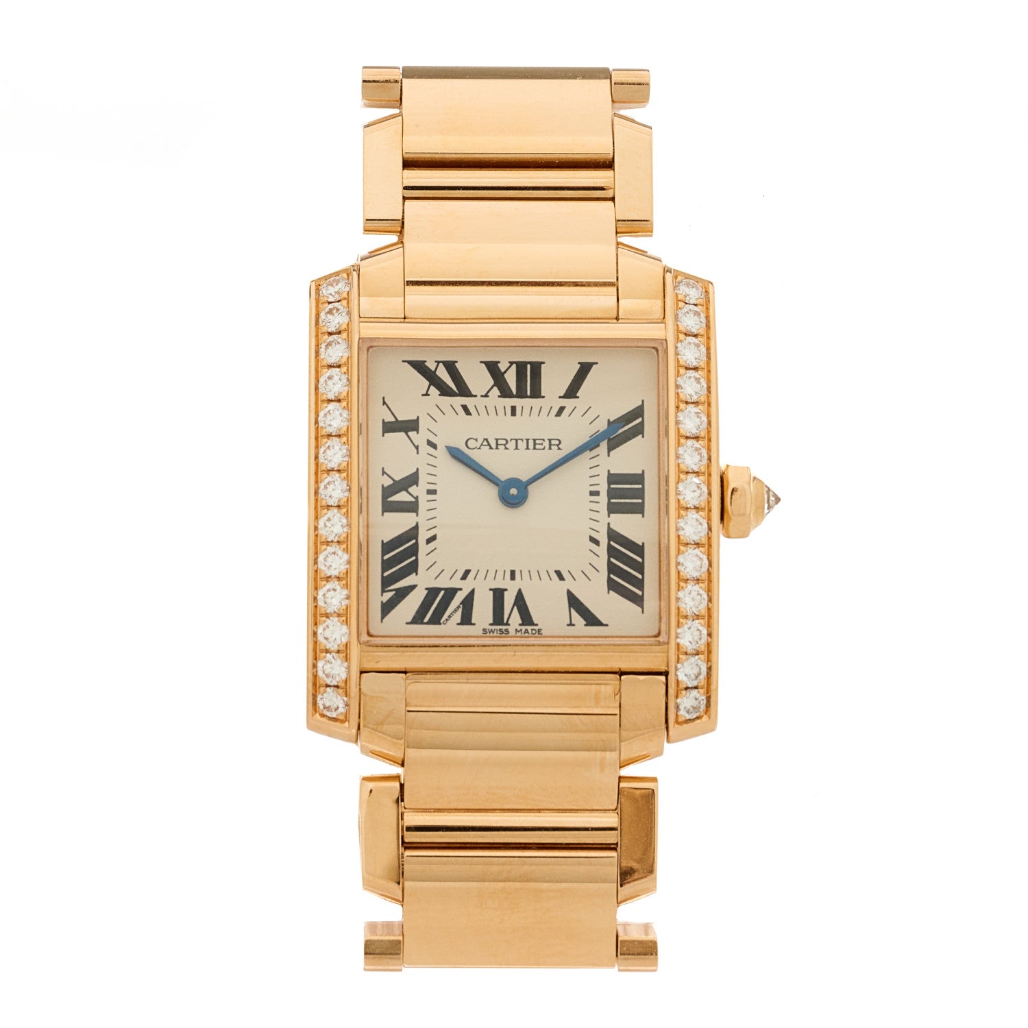 Cartier 18K Pink Gold Diamond Bezel 25mm Tank Francaise Quartz Watch 1 of 5