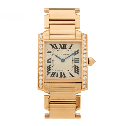 Cartier 18K Pink Gold Diamond Bezel 25mm Tank Francaise Quartz Watch 1 of 5