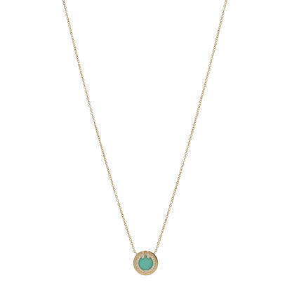 Tiffany 18K Rose Gold Diamond Turquoise Small T Circle Pendant Necklace 1 of 4