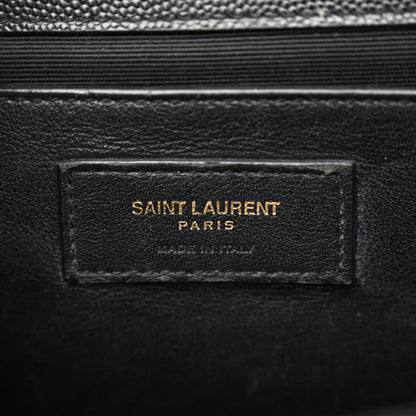 Saint Laurent Grain De Poudre Textured Mixed Matelasse Triquilt Medium Monogram Satchel Black 6 of 11