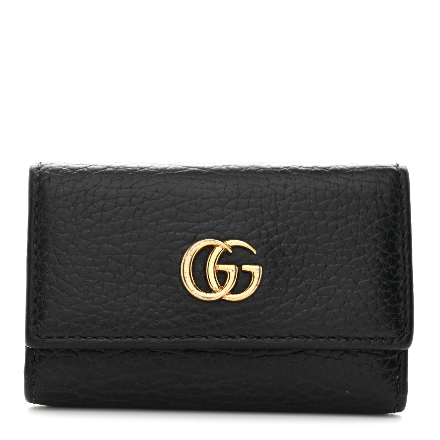 Gucci Pebbled Calfskin GG Marmont 6 Key Holder Black 1 of 8